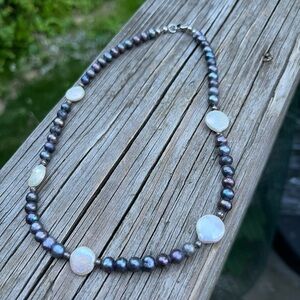 Coin Pearl And Multicolored Pearl  Necklace Sterling Clasp 18” As Is at Clasp